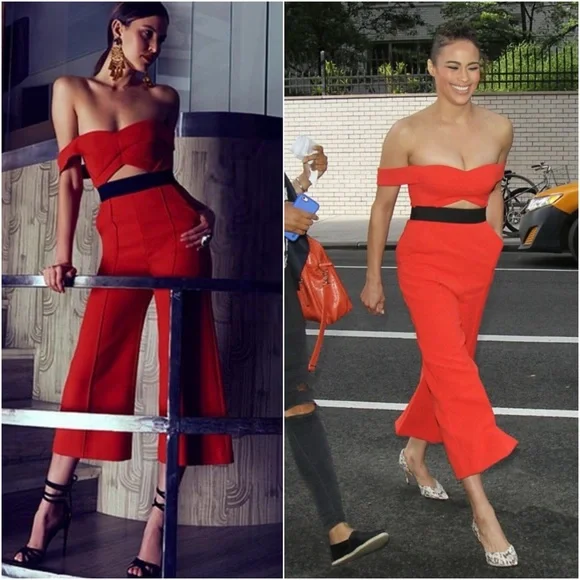 Self-Portrait Off-Shoulder Jumpsuit Red US 6 - Picture 1 of 16